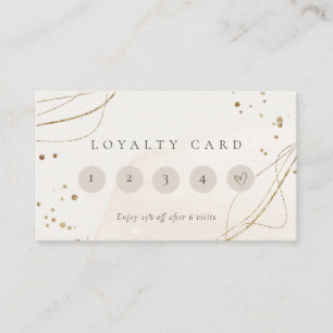 Cartão De Visita Abstrato Glitter Ivory Dourado 5 Punch Loyalties