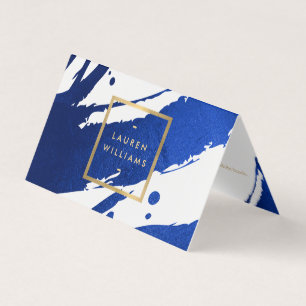 Cartão De Visita Abstrato Indigo Blue Brushstrokes