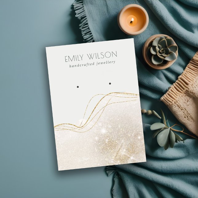 Cartão De Visita Abstrato Ivory Dourado Brilhante Brilhante Tela de (Criador carregado)