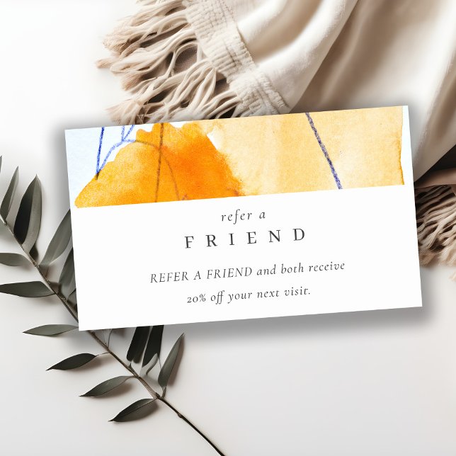 Cartão De Visita Abstrato Modern Yellow Blue Art Refere-Se A Amigo (Criador carregado)