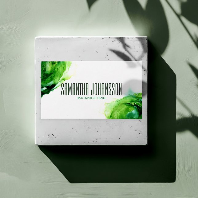 Cartão De Visita Abstrato Moderno Emerald Green Brush Trendy (Criador carregado)