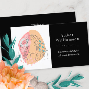 Cartão De Visita Abstrato Moderno Forma Barramento de Mulher Rosa L