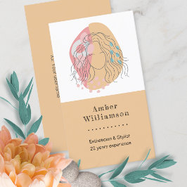 Cartão De Visita Abstrato moderno forma boho laranja cor-de-rosa