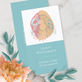 Cartão De Visita Abstrato moderno forma boho laranja cor-de-rosa