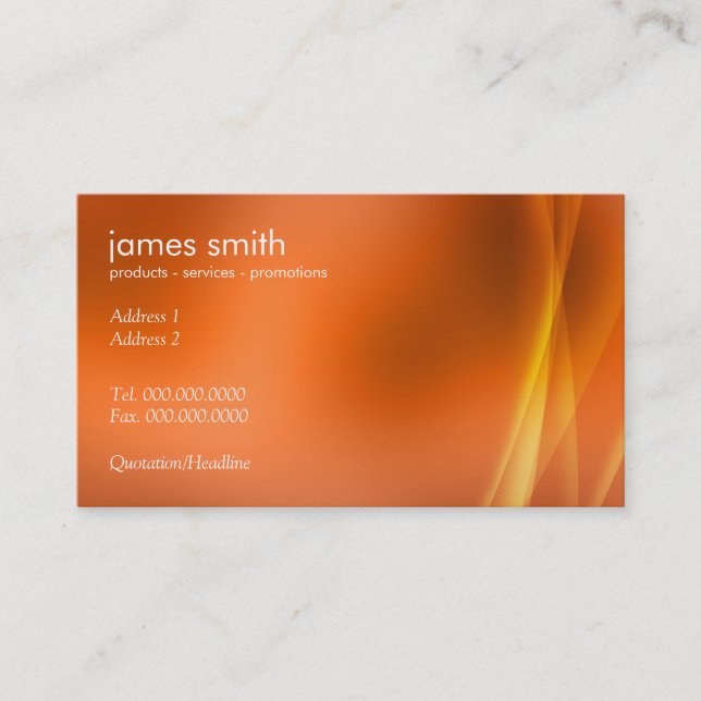 Cartão De Visita Abstrato Moderno Profissional Laranja (Frente)