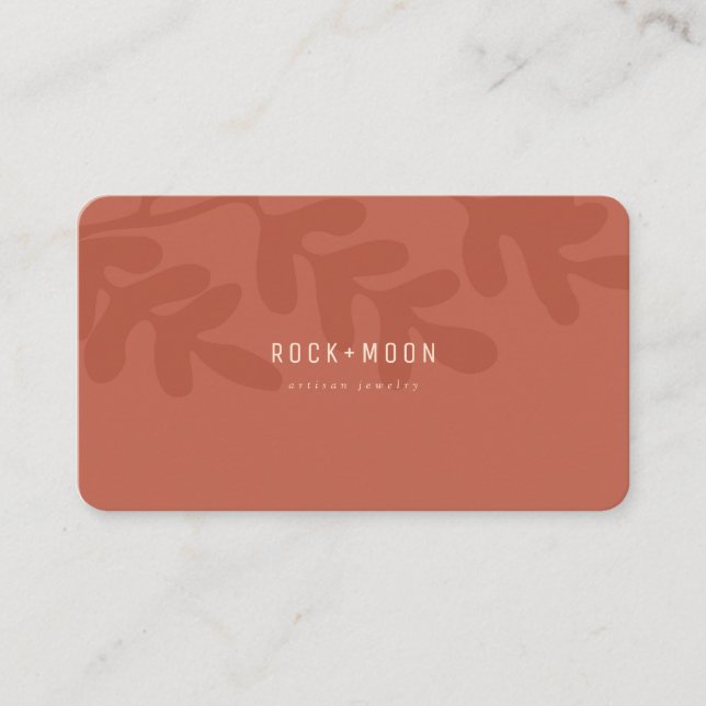 Cartão De Visita Abstrato Moderno Terracotta Brown Folhas Botânicas (Frente)