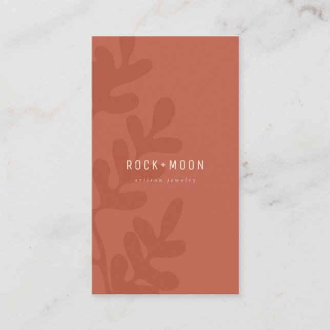 Cartão De Visita Abstrato Moderno Terracotta Brown Folhas Botânicas (Frente)