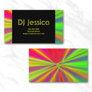 Cartão De Visita Abstrato Night Club Neon Light Show Amarelo DJ