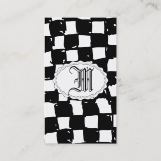Cartão De Visita Abstrato preto e branco do verificador