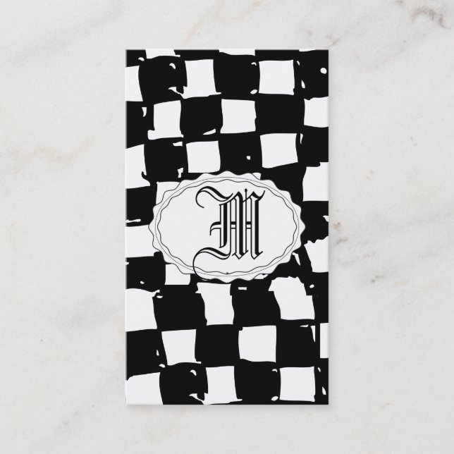 Cartão De Visita Abstrato preto e branco do verificador (Frente)
