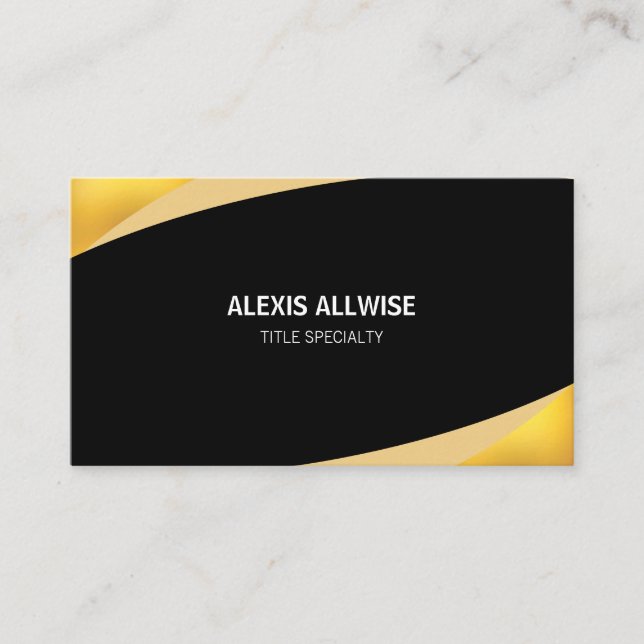 Cartão De Visita Abstrato preto e Ouro (Frente)