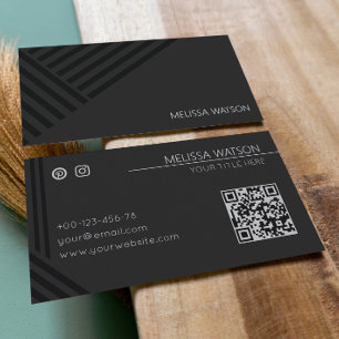 Cartão De Visita Abstrato preto: masculina moderna