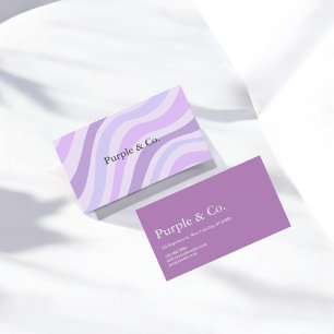 Cartão De Visita Abstrato Purple Blue Wavy Stripe Moderno Minimalis