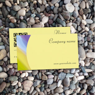 Cartão de visita abstrato QR lavanda amarelo