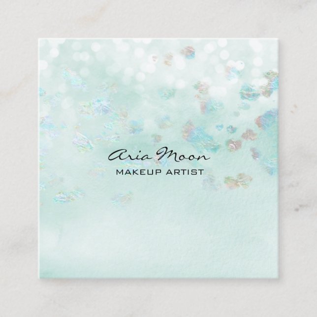 Cartão de visita Abstrato quadrado azul (Frente)