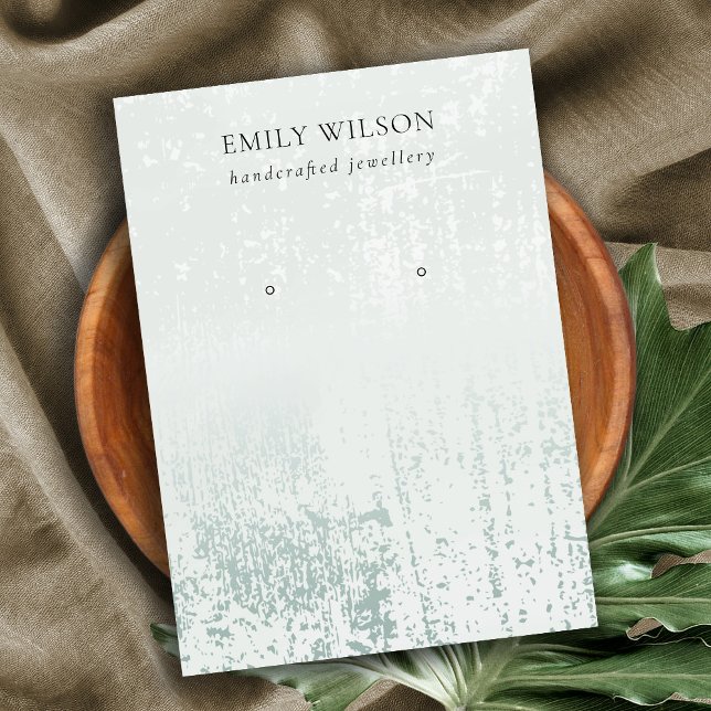 Cartão De Visita Abstrato Silver Rain Aqua Texture Earring Display (Criador carregado)