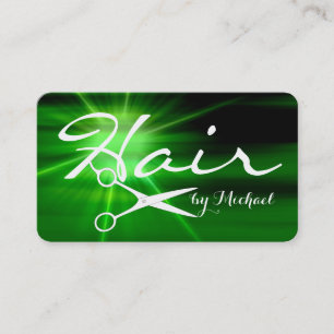 Cartão De Visita Abstrato Verde Elegante de Estilos de Cabelo