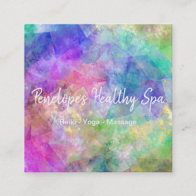 Cartão de visita Abstrato verde-roxo azul (Frente)