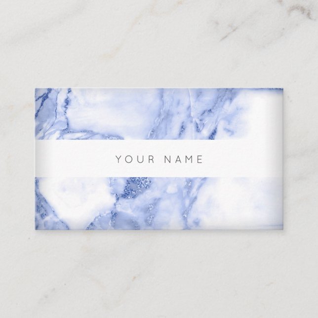 Cartão De Visita Abstrato Vip Branco Azul-marinho (Frente)