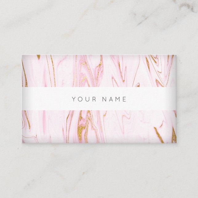 Cartão De Visita Abstrato Vip branco Dourado rosa (Frente)