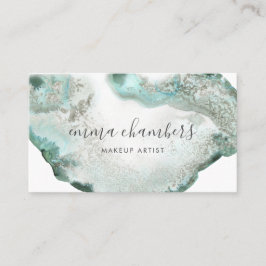 Cartão De Visita Abstrato Watercolor Blue Green Agate