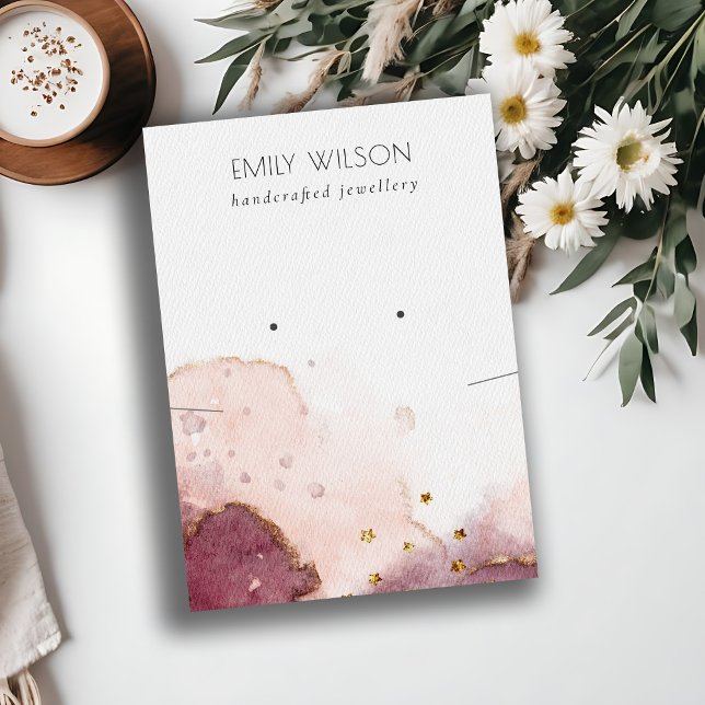 Cartão De Visita Abstrato Watercolor Necklace Earration Logo Displa (Criador carregado)