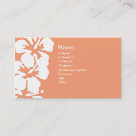 Cartão De Visita Abstrato White Hibiscus Flowers em Salmão
