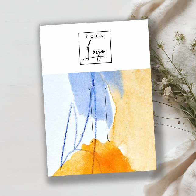 Cartão De Visita Abstrato Yellow Blue Art Logo Hairpin Display (Criador carregado)
