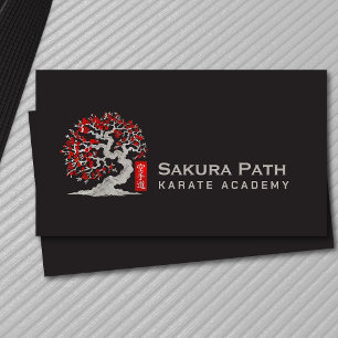 Cartão De Visita Academia Karate - Sakura do Flor Vermelho