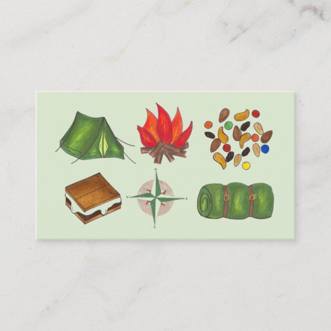 Cartão De Visita Acampamento de Campo de Folha de Verão (Frente)