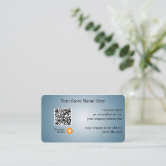 Cartão De Visita Aceitamos Código de Gradação de QR de Bitmoeda Azu