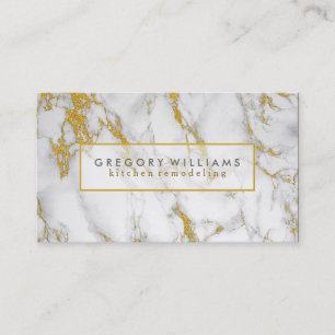 Cartão De Visita Acentos brancos do mármore e do ouro