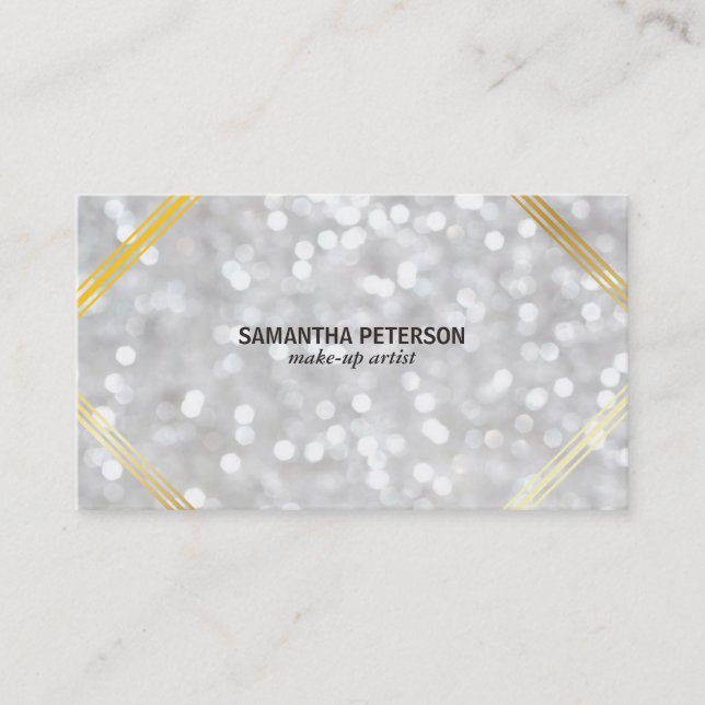 Cartão De Visita Acentos Dourados do Livro Branco (Frente)