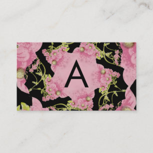Cartão De Visita Achillea Monograma rosa e preto