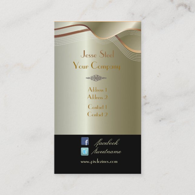 Cartão De Visita Aço inoxidável prata falso (Frente)