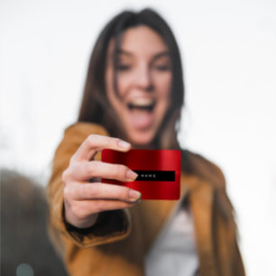 Cartão De Visita Aço vermelho delicado Vip dos círculos dourados 