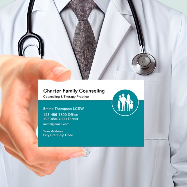 Cartão De Visita Aconselhamento Familiar e Psicoterapeuta Terapêuti (Family doctor business cards by Custom Business Templates)