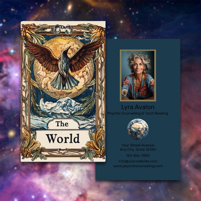 Cartão De Visita Aconselhamento Psíquico e Leitura de Tarot (Criador carregado)