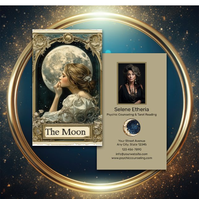 Cartão De Visita Aconselhamento Psíquico e Leitura de Tarot (Criador carregado)