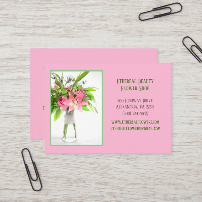 Cartão De Visita Acordo de flor rosa (Frente/Verso In Situ)