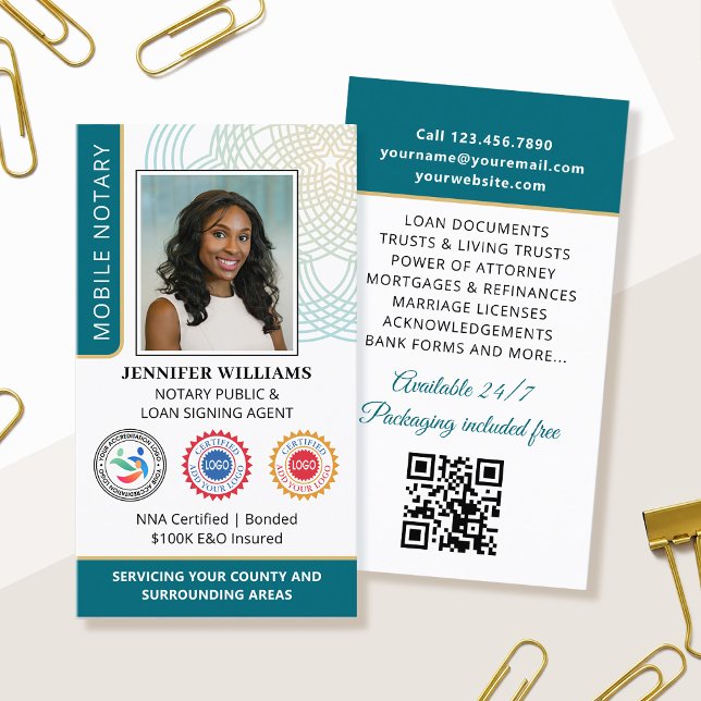 Cartão De Visita Acreditação de Texto de Código QR de Foto Pública  (Criador carregado)