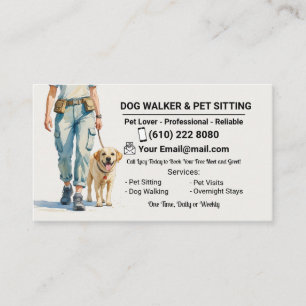 Cartão De Visita Acuarela Pet Sitter Cão Caminhante Cão Fofo