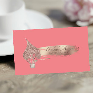 Cartão De Visita Açúcar de Glitter com Pincelada Elegante para Doce
