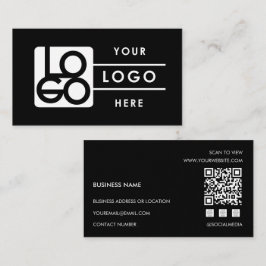 Cartão De Visita Add Your Custom Logo Rectangle Professional Black