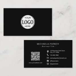 Cartão De Visita Add Your Logo Professional Minimalist Black 