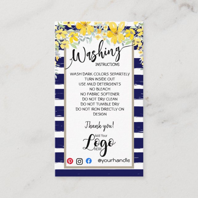 Cartão De Visita ADICIONAR AS PLACAS DE CUIDADOS DAS SUAS Instruçõe (Frente)