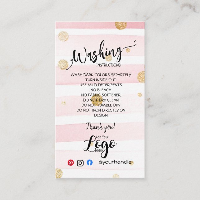 Cartão De Visita ADICIONAR AS PLACAS DE CUIDADOS DAS SUAS Instruçõe (Frente)