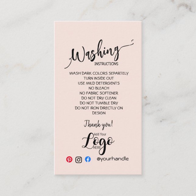 Cartão De Visita ADICIONAR AS PLACAS DE CUIDADOS DAS SUAS Instruçõe (Frente)