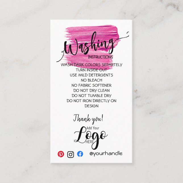 Cartão De Visita ADICIONAR AS PLACAS DE CUIDADOS DAS SUAS Instruçõe (Frente)