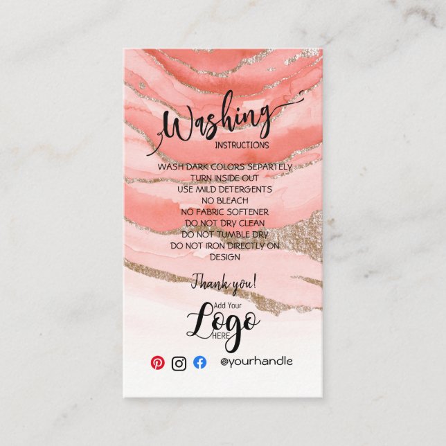 Cartão De Visita ADICIONAR AS PLACAS DE CUIDADOS DAS SUAS Instruçõe (Frente)